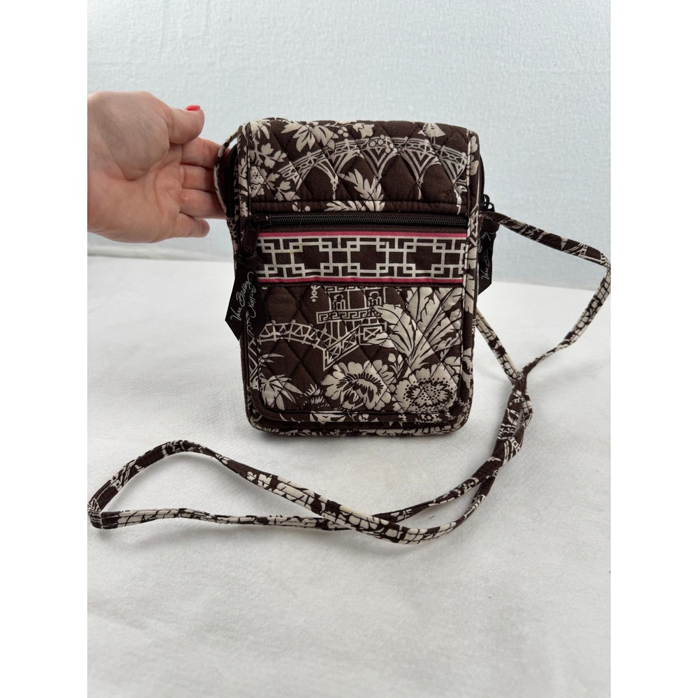 Vera Bradley Java Blue Quilted Cotton Crossbody Bag ID Window Small Travel Purse